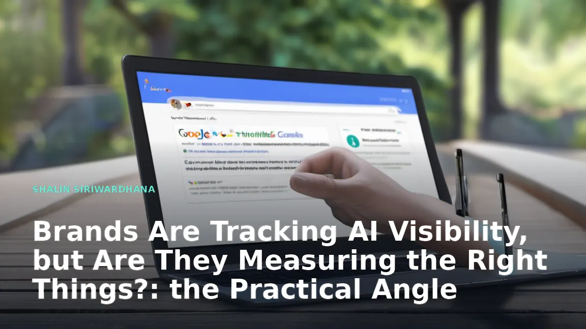 A person holds a smartphone displaying a ChatGPT response with a single blue hyperlink citation, while a laptop in the background shows a Google Search Console traffic graph.