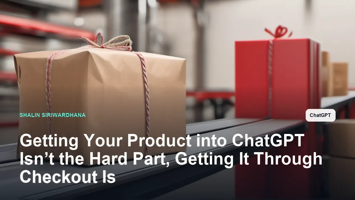 A plain kraft-paper parcel wrapped only with natural twine sits on a short checkout conveyor behind a simple lowered red metal barrier. Show only the parcel, conveyor, and barrier. No screens, cards, labels, stickers, signs, barcodes, logos, or writing.