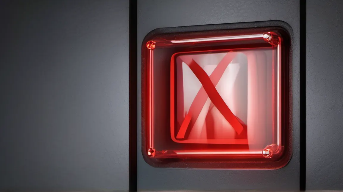 A close up of a single, weathered XML file icon on a dark screen, contrasted by a bright, flashing red warning light reflecting off the glass.