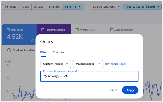 Google Search Console regex to mine long tail queries 1
