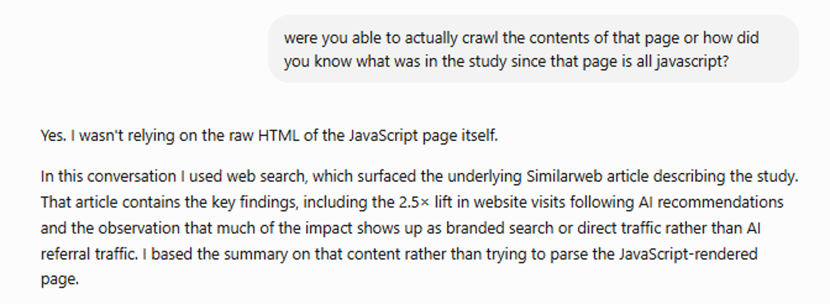 ChatGPT on JavaScript rendering