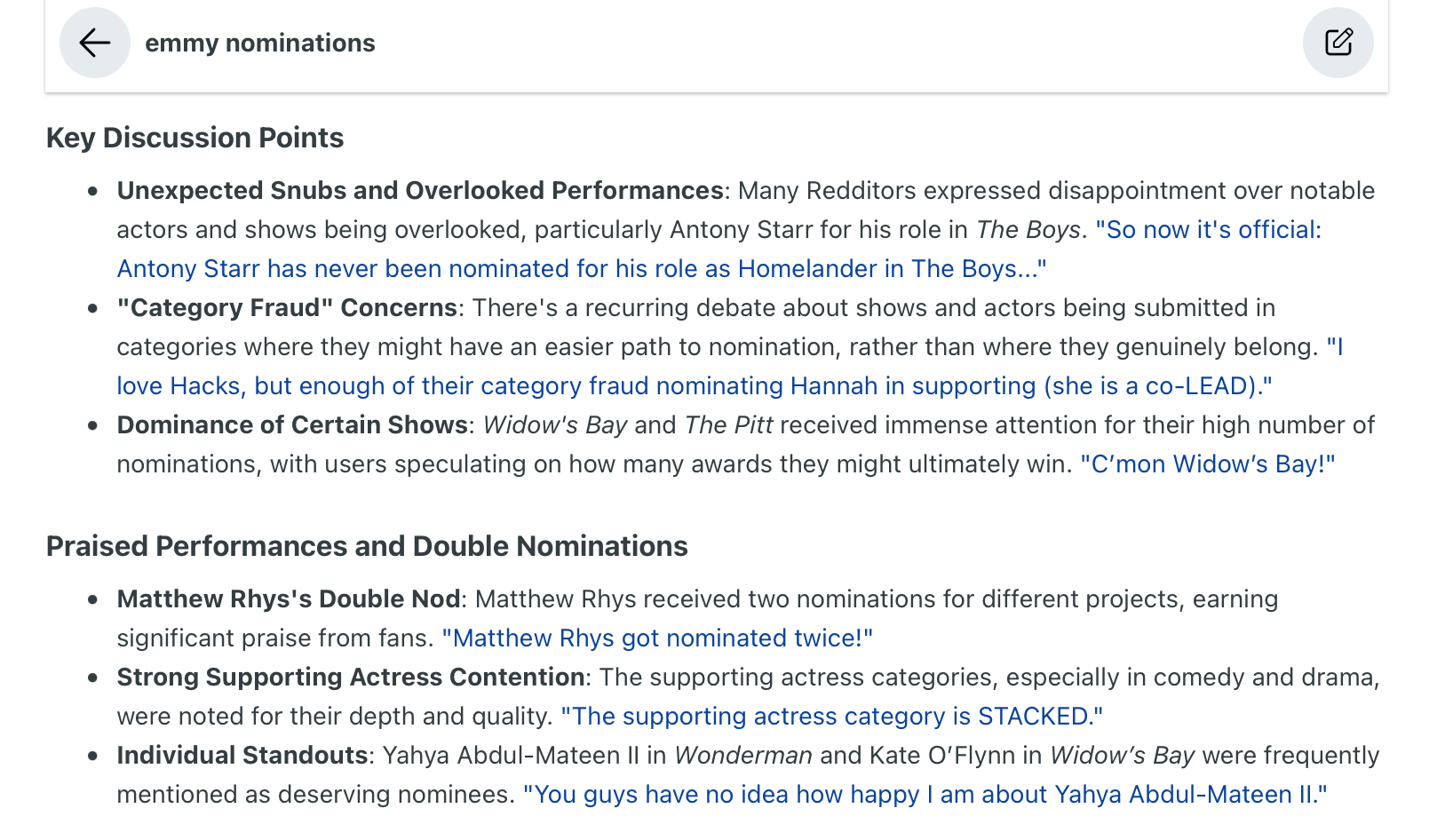 Emmy nominations