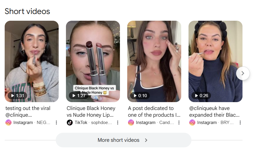 Cliniques Black Honey lipstick short videos