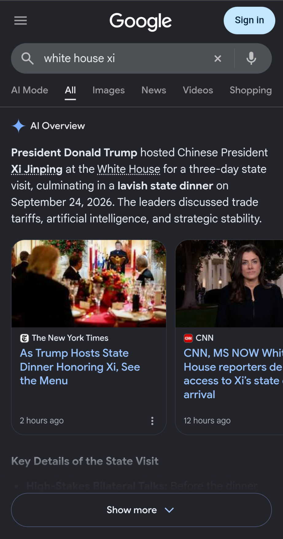 White House Xi Google News