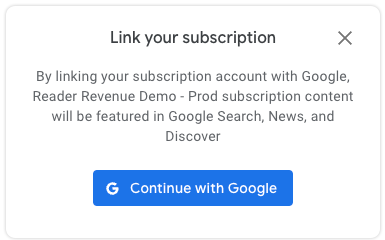 Subscription linking dialog box
