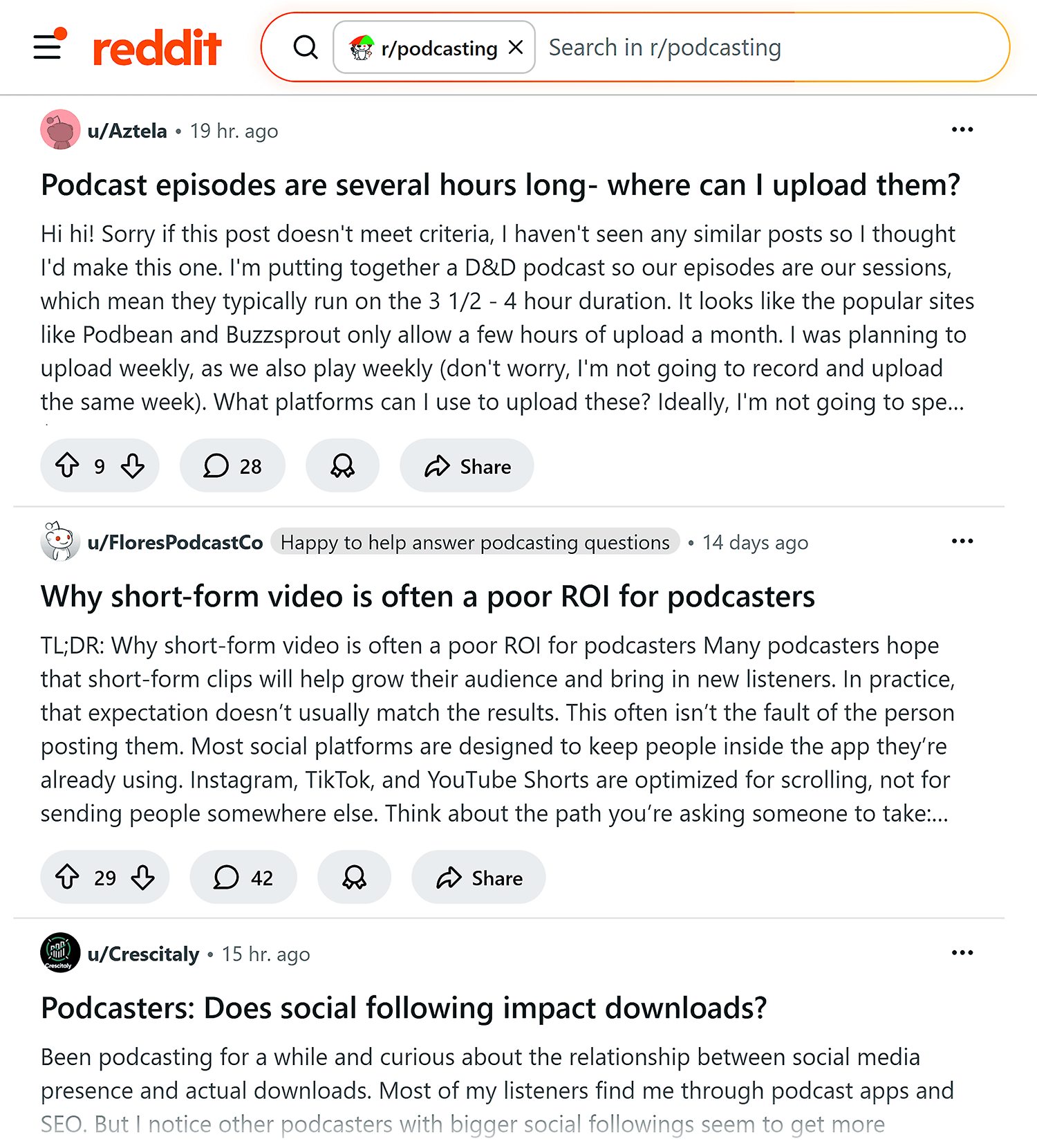 reddit r podcasting subreddit 1