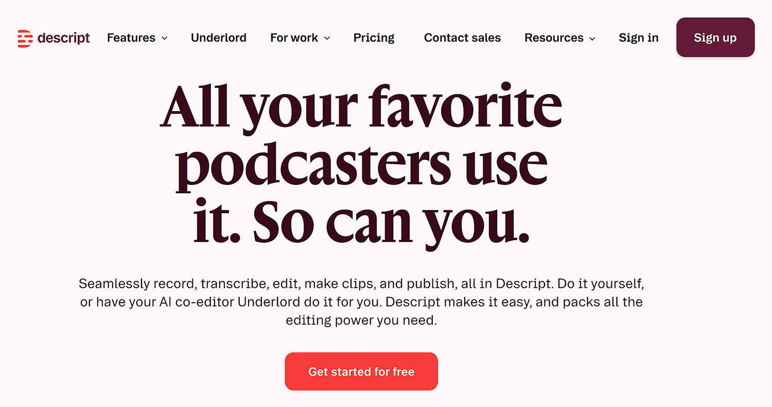 descript homepage