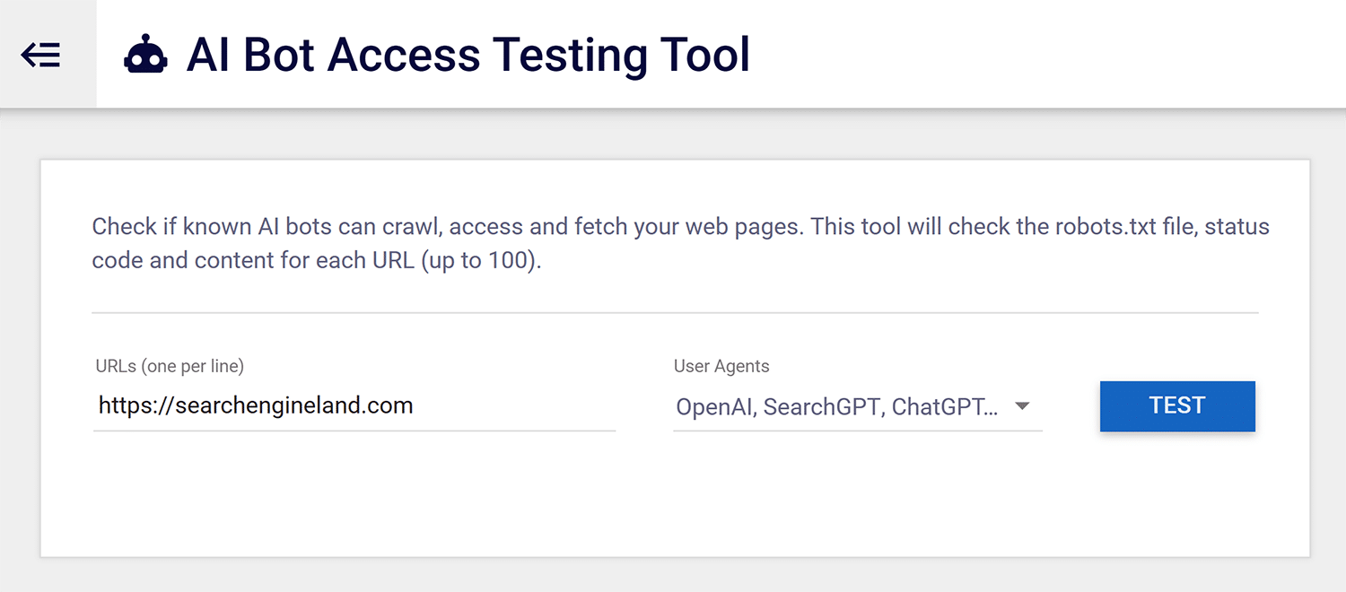 technicalseo ai bot access testing tool