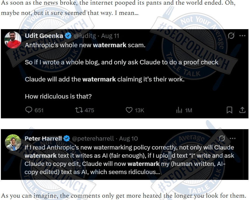 Anthropic AI watermark feedback