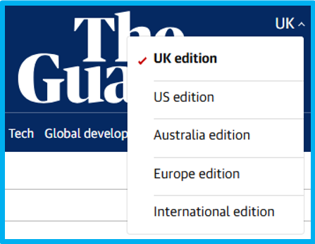 The Guardian's various international editions.