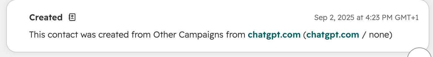Lead created from ChatGPT in HubSpot