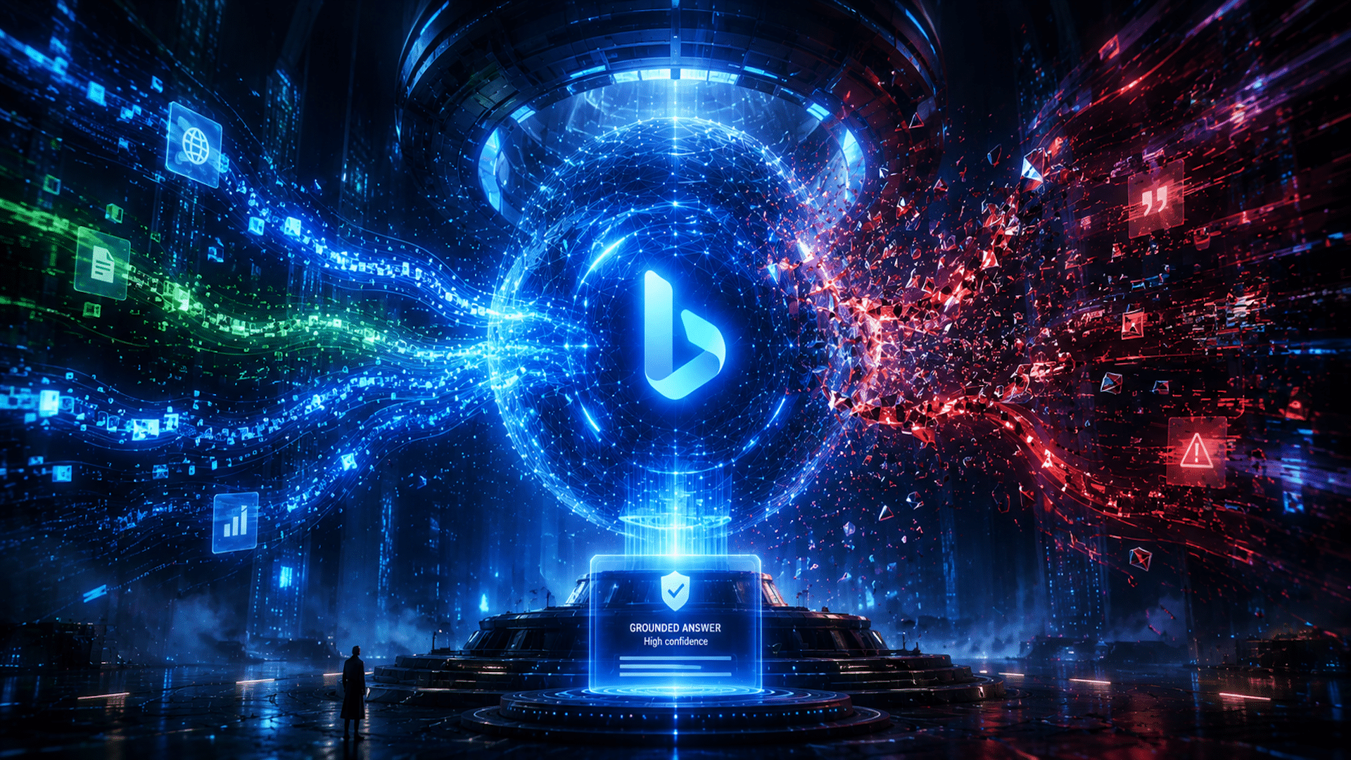 Microsoft Bing traditional search vs. grounding systems