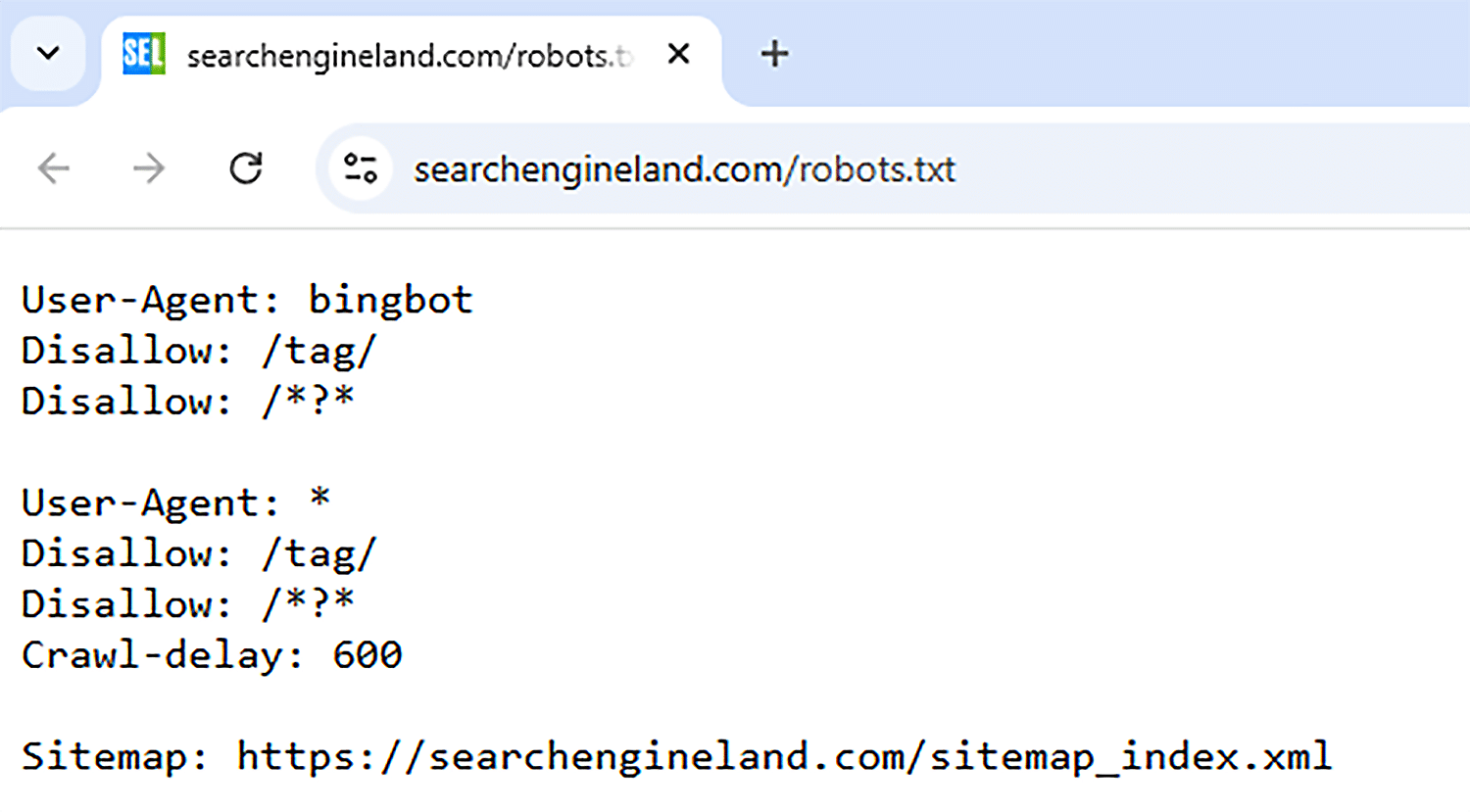 sel robots txt