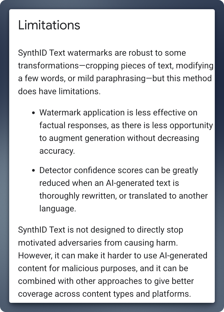 synthid limitations
