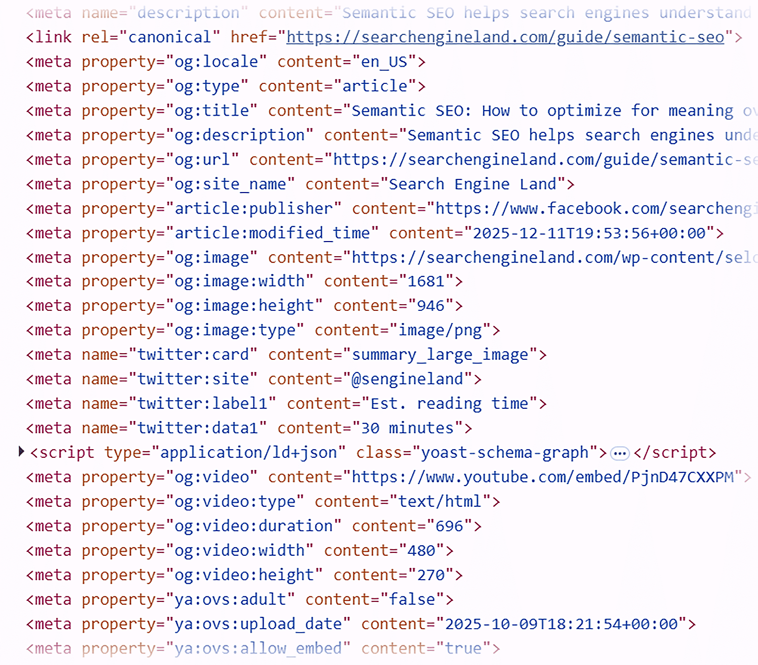 semantic seo guide html source