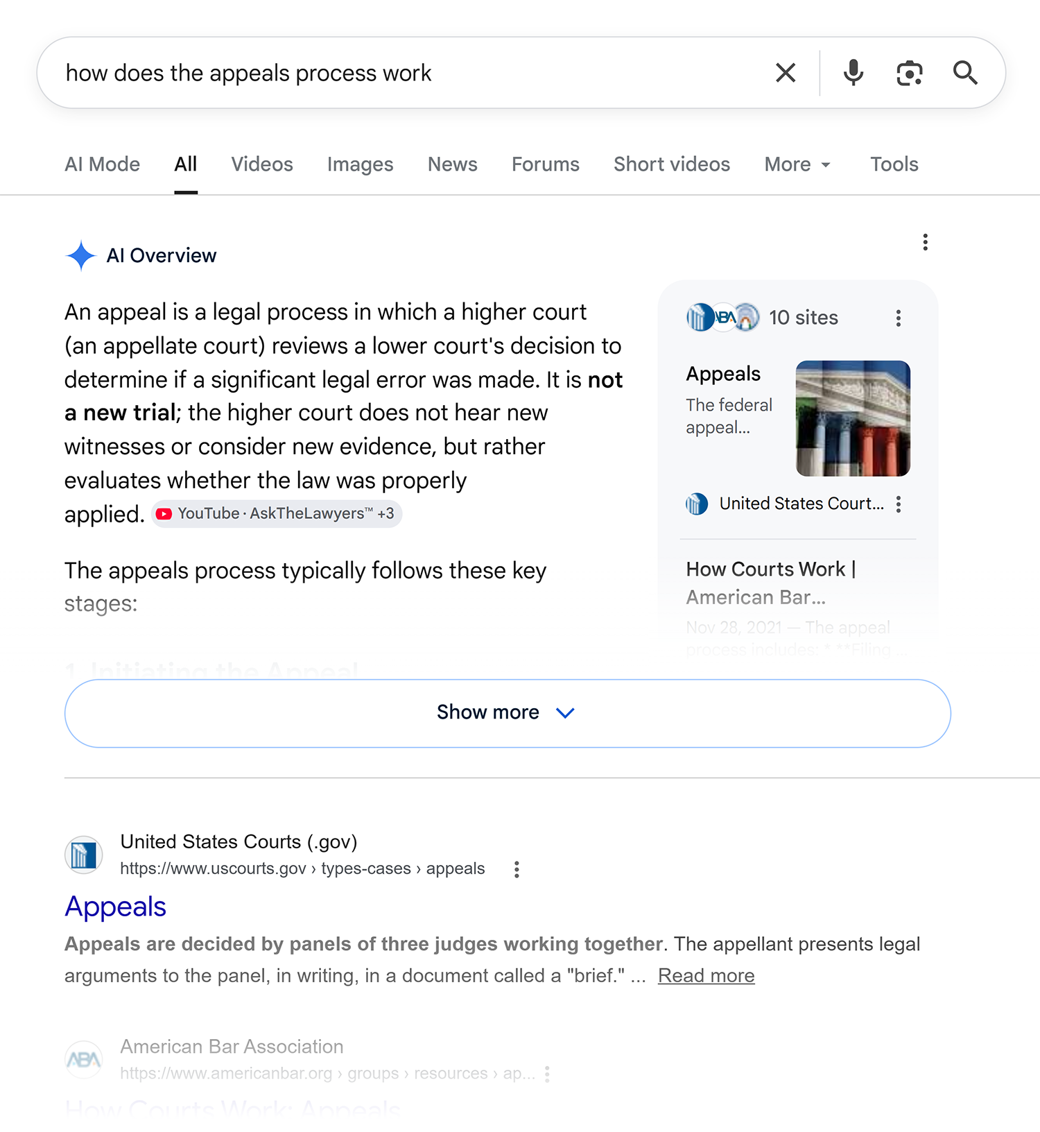 google serp appeal process