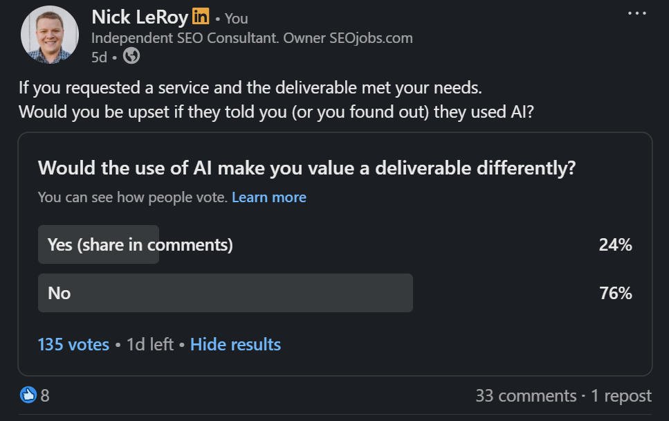 Service and delvierables where AI was used