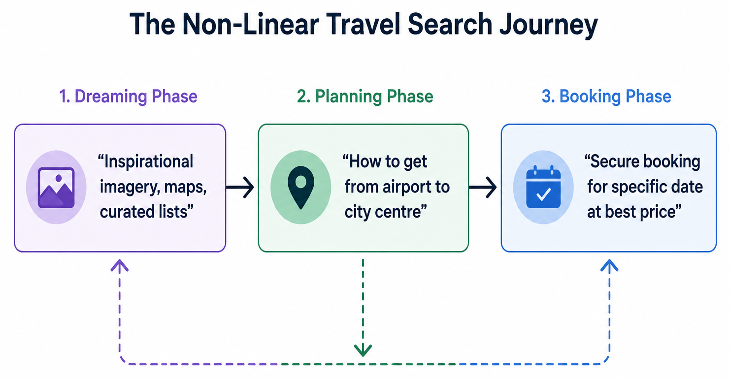 The Non Linear Travel Search Journey