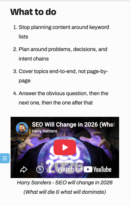 Embedded video in blog post